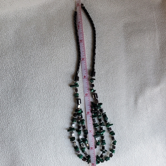 Malachite Hematite Natural Stone Necklace - Picture 3 of 3